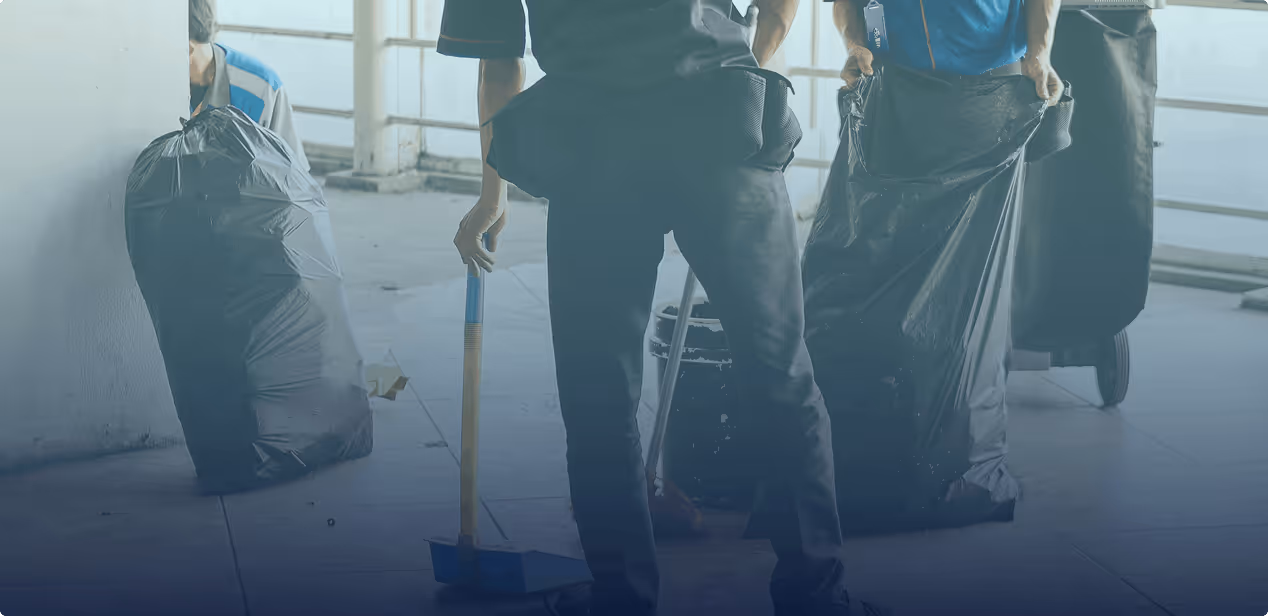 Post-construction cleaning crew removing debris - EMERIH Cleaning Services New Jersey